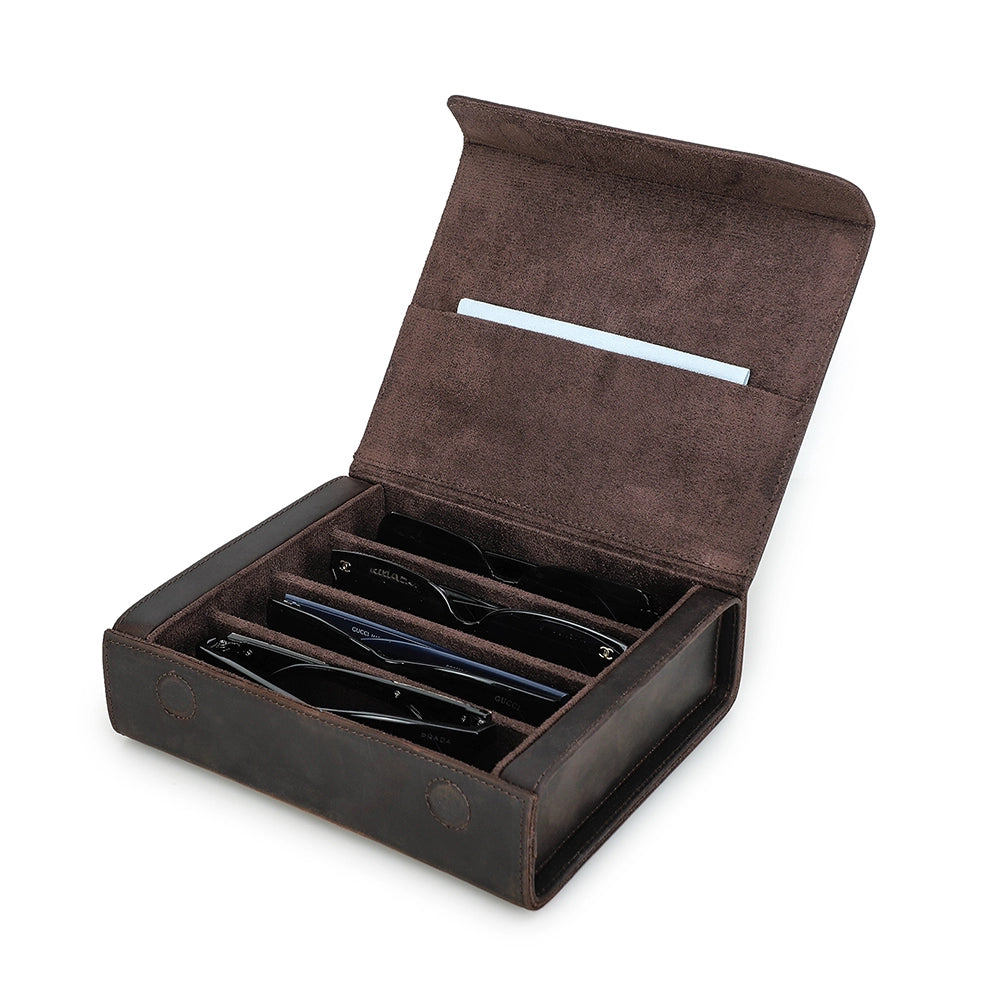 4-Pair Leather Sunglasses Travel Case – Free Monogram