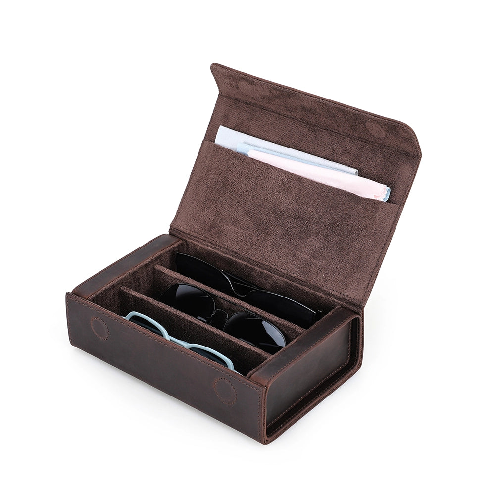 3-Pair Leather Sunglasses Travel Case – Free Monogram