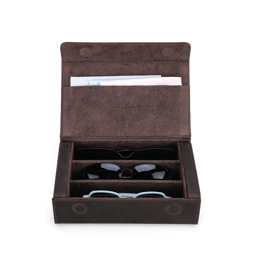 3-Pair Leather Sunglasses Travel Case – Free Monogram