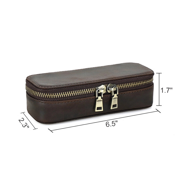 Small Rectangular Leather Travel Jewelry Case