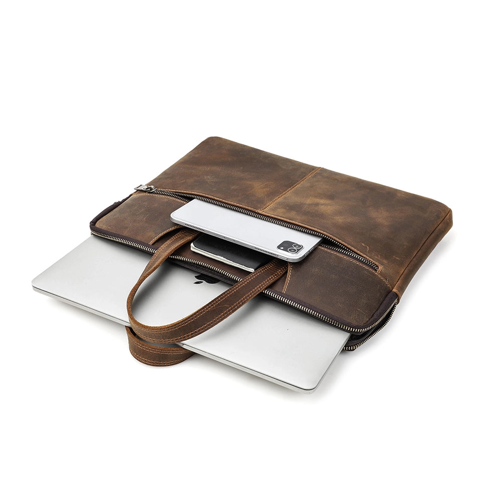 Slim Vintage Leather Laptop Bag For 15.4" MacBook Pro