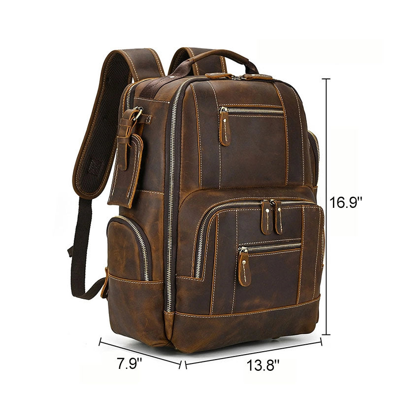 Men's Crazy Horse Leather Backpack