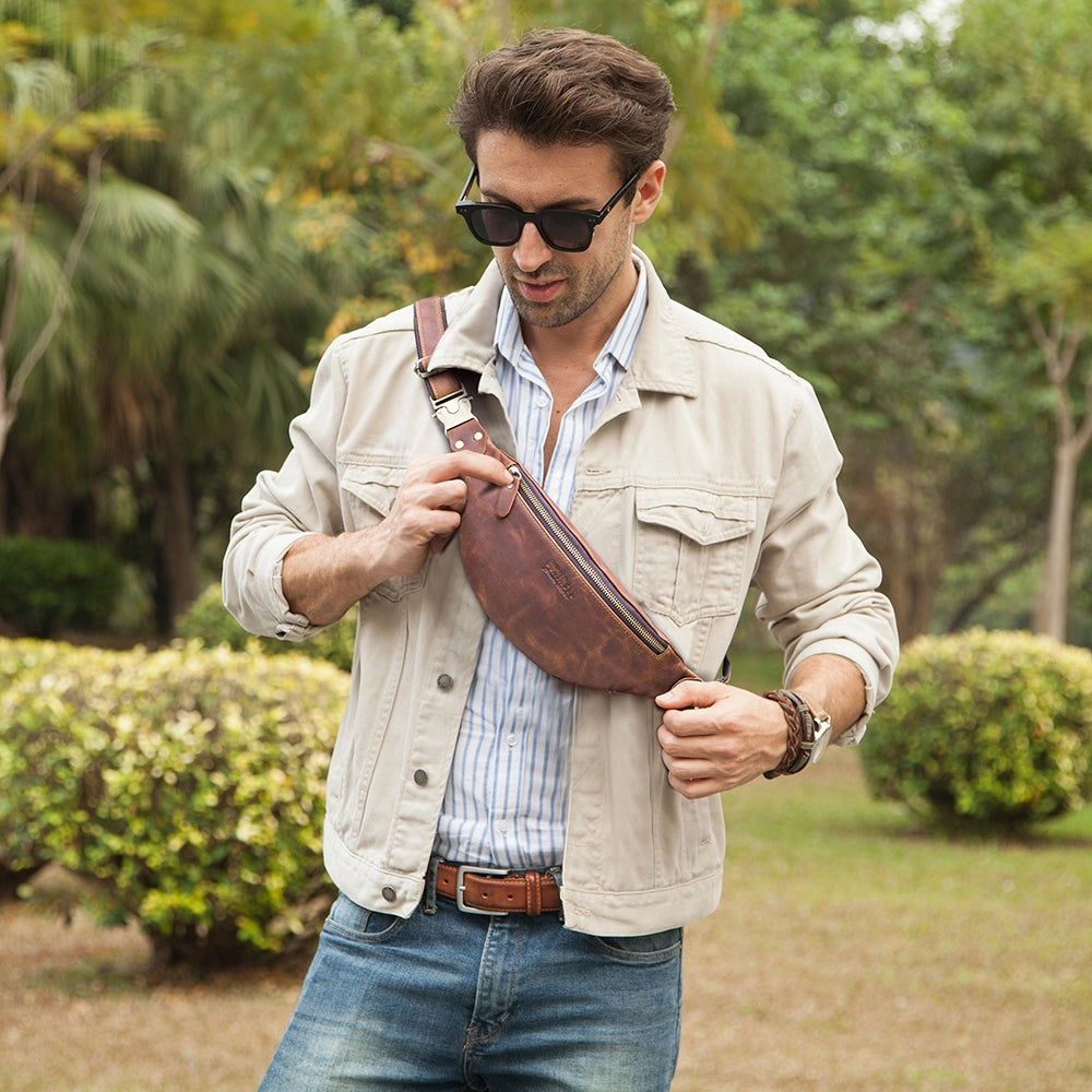 Men's Crazy Horse Leather Fanny Pack