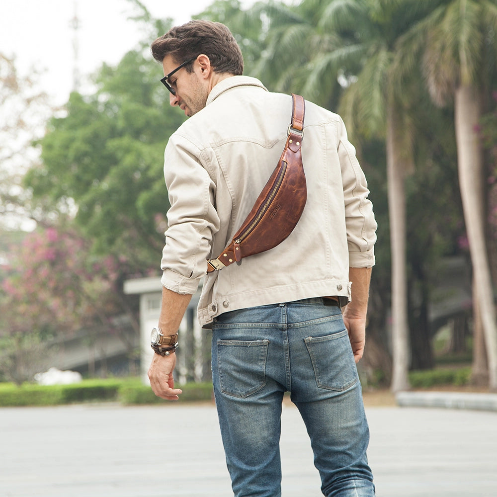 Men's Crazy Horse Leather Fanny Pack