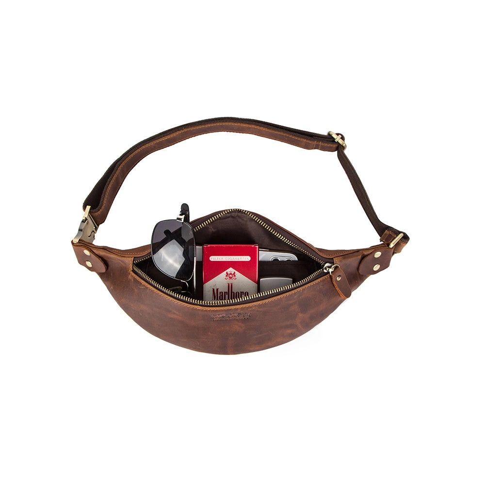 Men's Crazy Horse Leather Fanny Pack