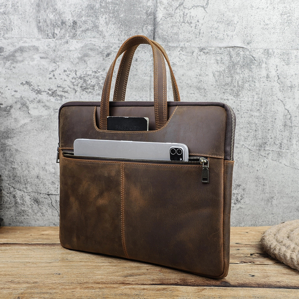 Slim Vintage Leather Laptop Bag For 15.4" MacBook Pro