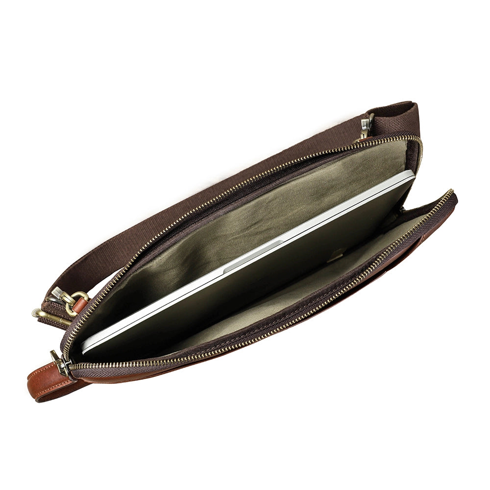 Leather Crossbody Laptop Bag For 14.2" MacBook Pro