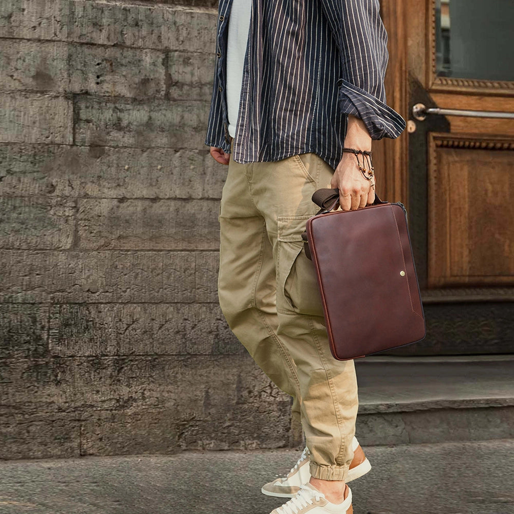 Leather Crossbody Laptop Bag For 14.2" MacBook Pro