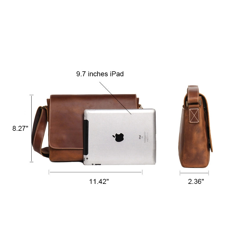 Men's Crazy Horse Leather Messenger Bag