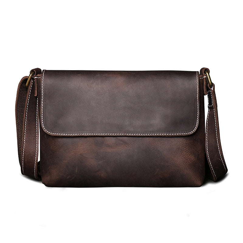 Small Crazy Horse Leather Messenger Bag