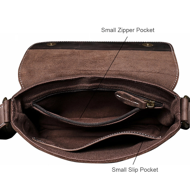 Small Crazy Horse Leather Messenger Bag