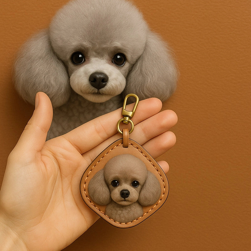 Custom Leather Pet Portrait Keychain