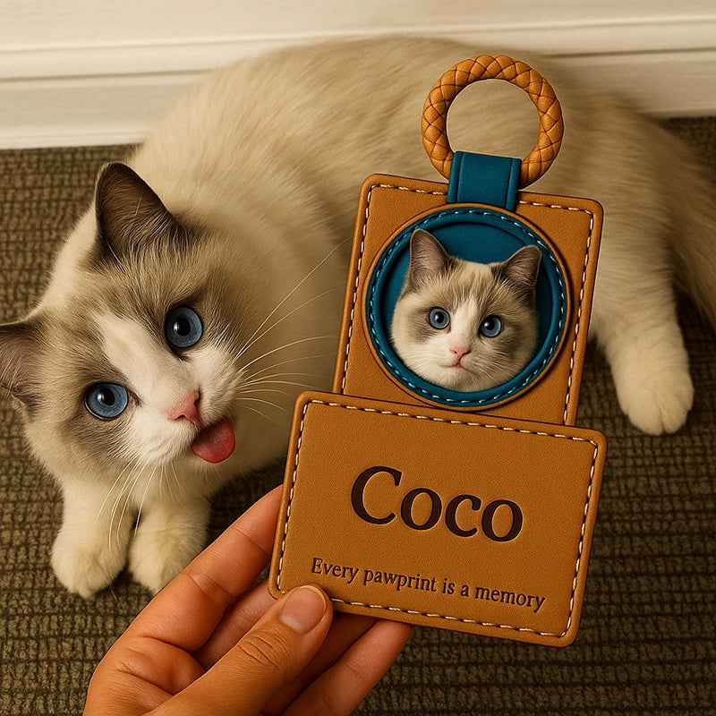 Custom Leather Pet Portrait Keychain