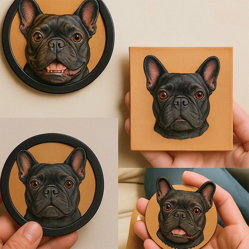 Custom Leather Pet Portrait Keychain