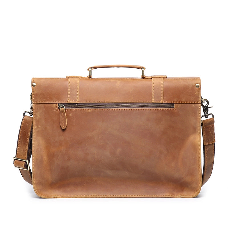 Men's Leather Satchel Briefcase - Fits 14" Laptop