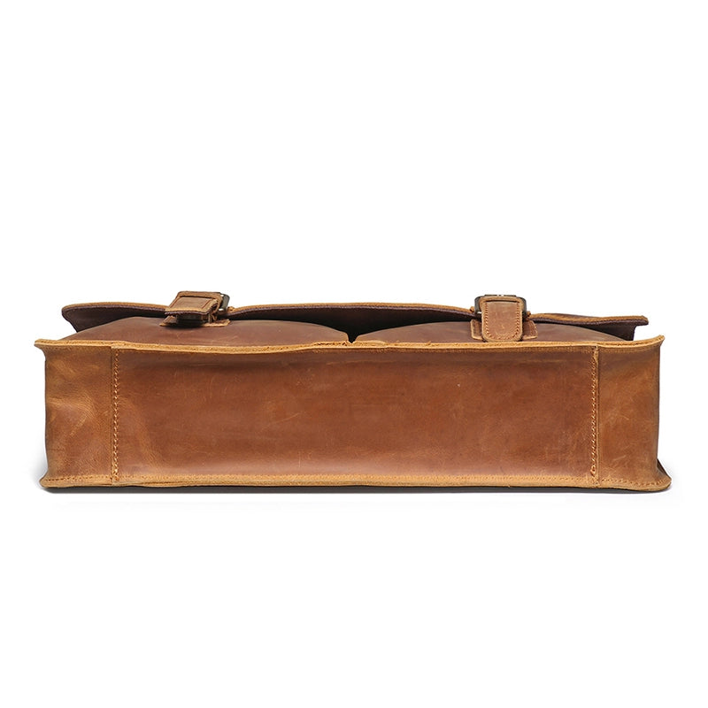 Men's Leather Satchel Briefcase - Fits 14" Laptop