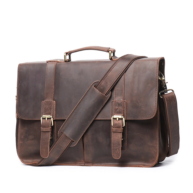 Men's Leather Satchel Briefcase - Fits 14" Laptop