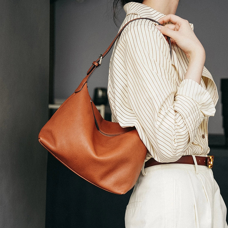 Leather Shoulder Hobo Bag