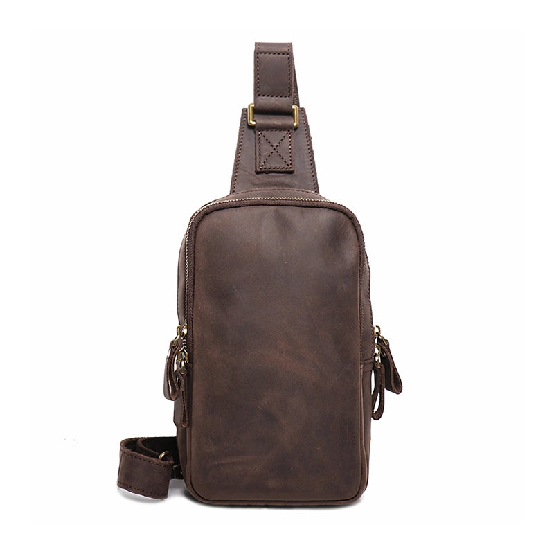 Retro Elegance Crazy Horse Leather Sling Bag