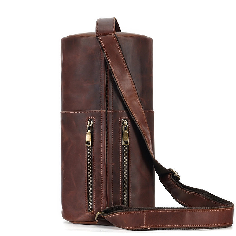 Rustic Trail Cylinder Leather Sling Bag
