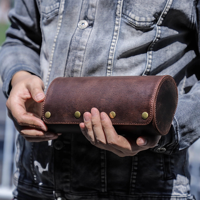 Leather Watch Travel Case For 3 Watches - Free Monogram