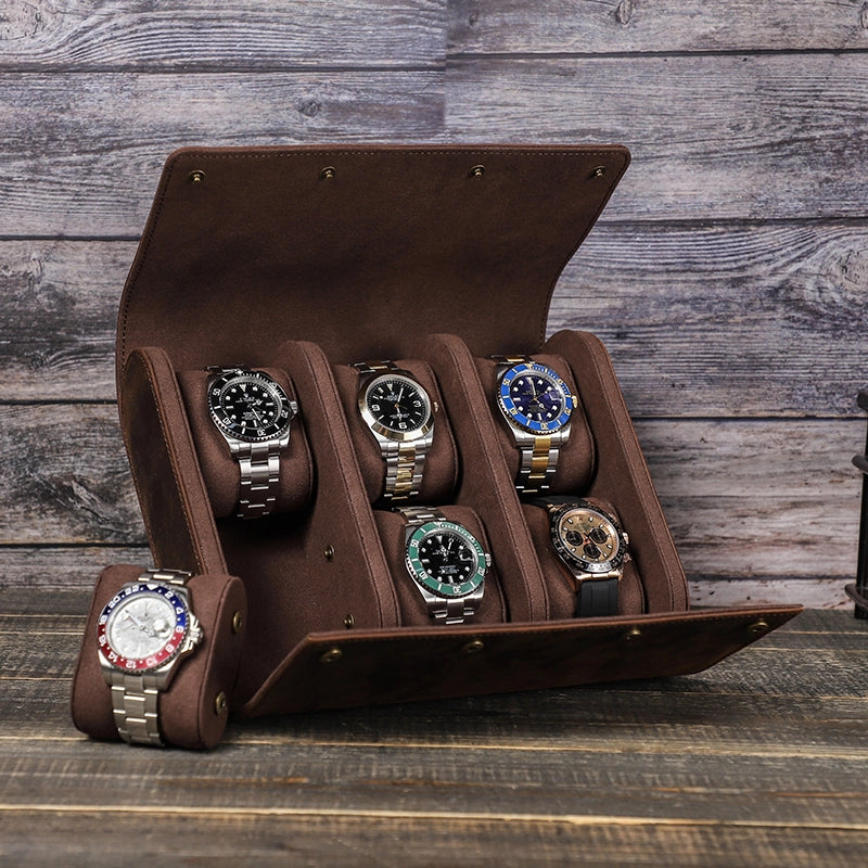 Leather Watch Case For 6 Watches - Free Monogram