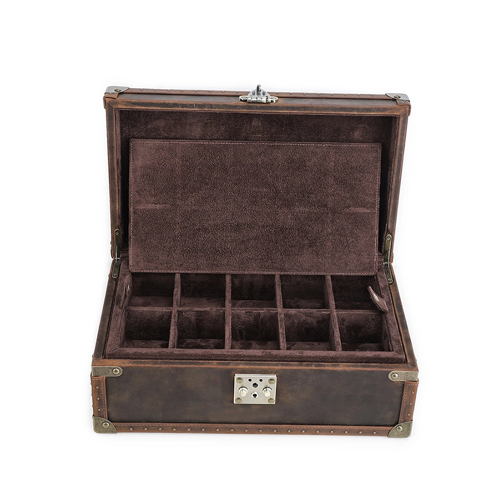 Regent Vintage Leather Watch Trunk – 10 Watch