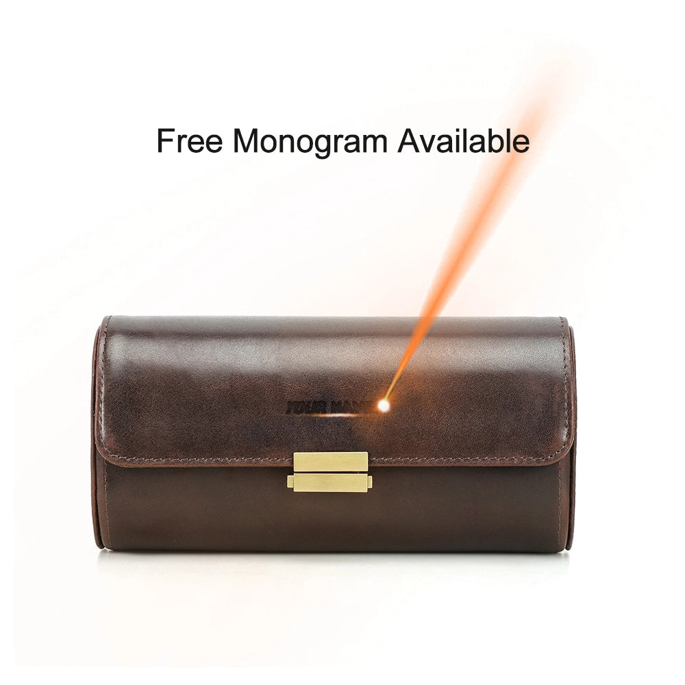 Leather Watch Case For 3 Watches - Free Monogram