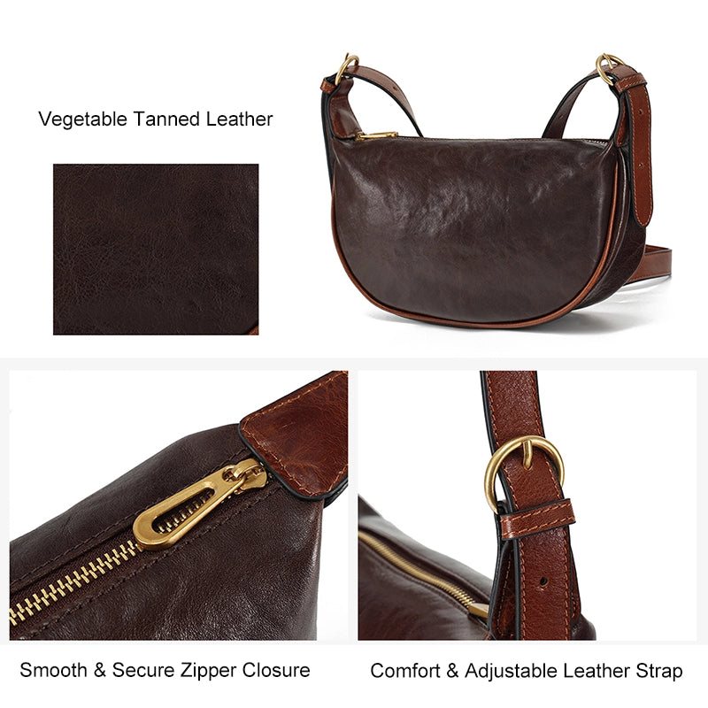 Vegetable Tanned Leather Crossbody Sling Bag