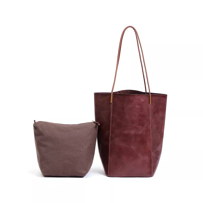 Vegetable Tanned Leather Mini Tote Bag