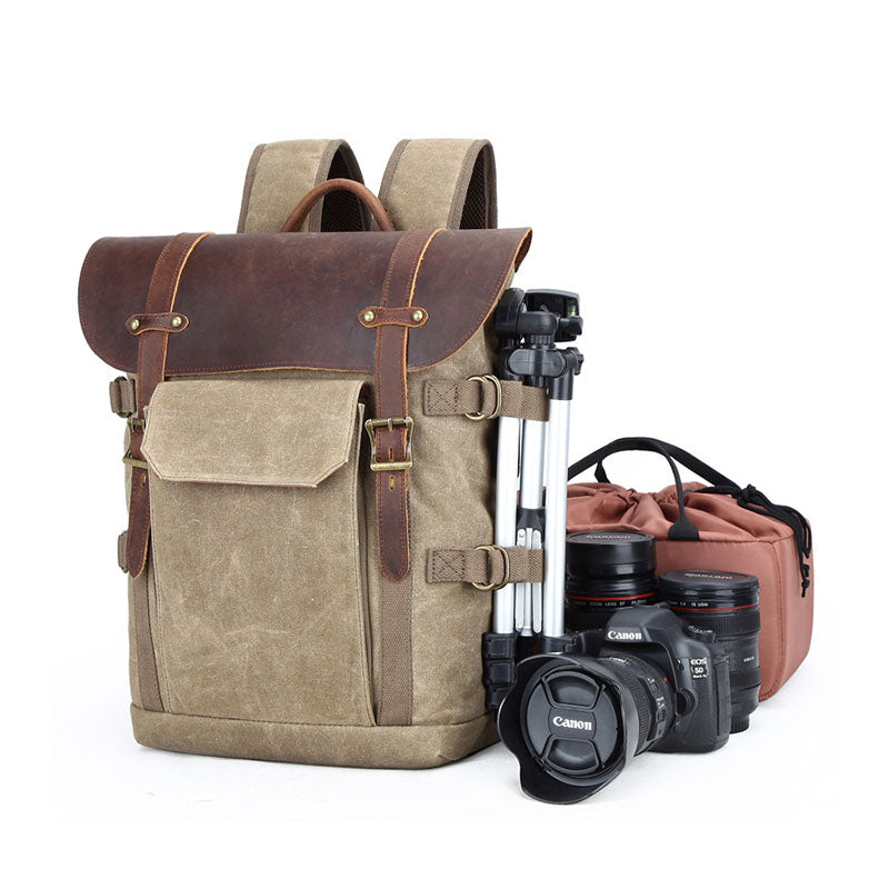 camera case backpack leather Waxed Canvas Camera Backpack for Men – Great Gift for Photographers – Luke Case