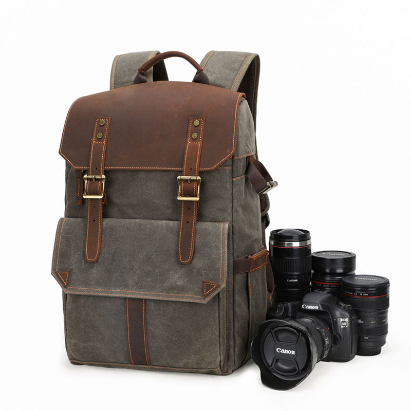 Waxed Canvas Camera Backpack