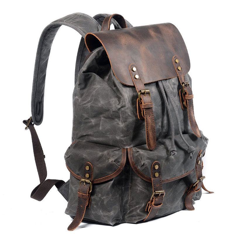 Waxed Canvas Waterproof Drawstring Backpack
