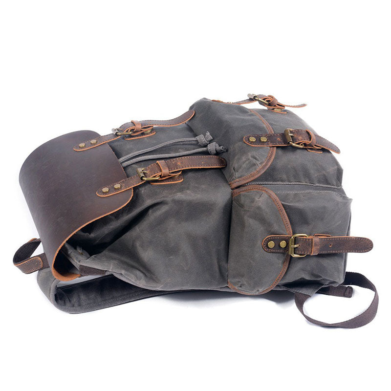 Waxed Canvas Waterproof Drawstring Backpack