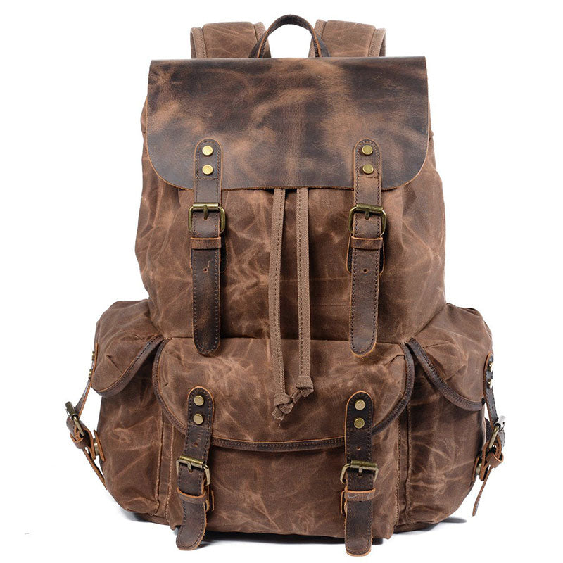 Waxed Canvas Waterproof Drawstring Backpack