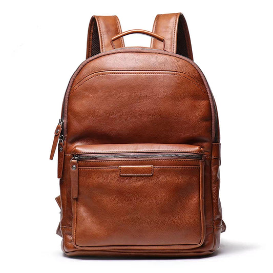 Men's Leather Backpack with 15.6 Inches Laptop Compartment