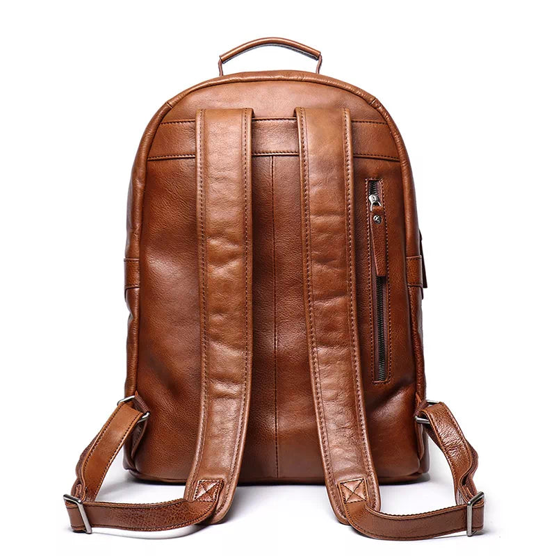 Men's Leather Backpack with 15.6 Inches Laptop Compartment