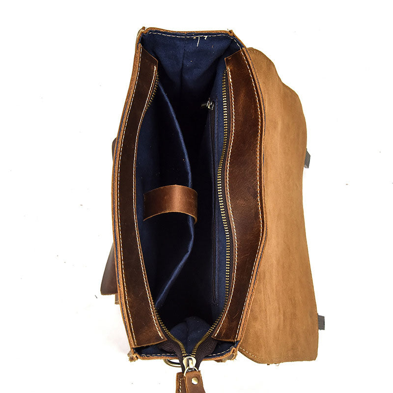 Vintage Crazy Horse Leather Satchel Backpack
