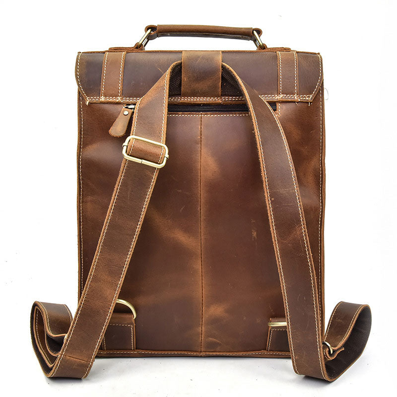 Vintage Crazy Horse Leather Satchel Backpack