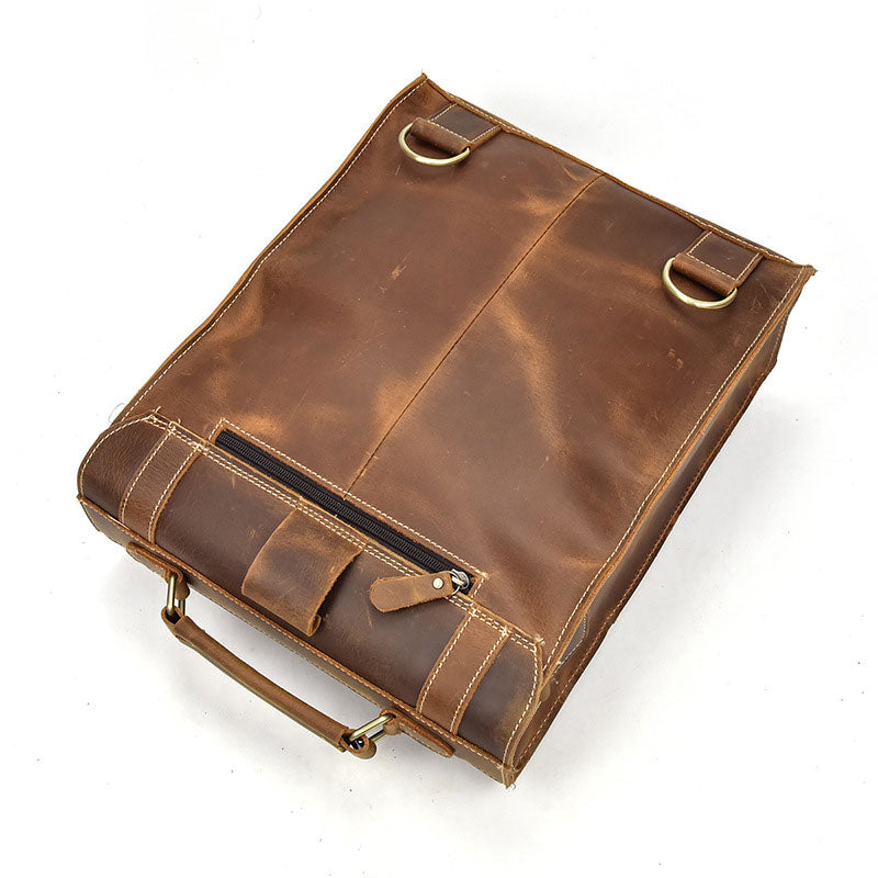 Vintage Crazy Horse Leather Satchel Backpack