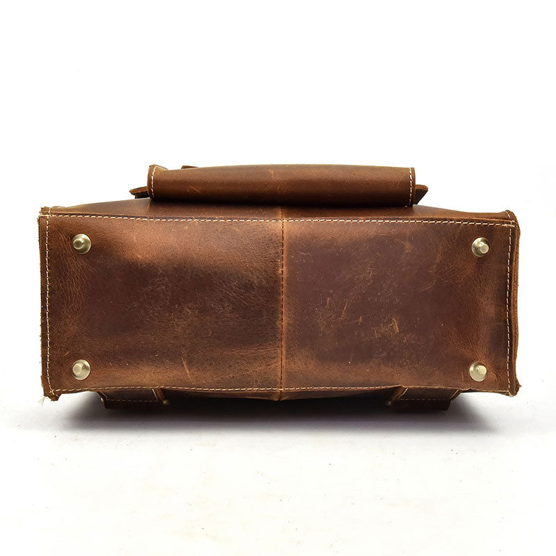 Vintage Crazy Horse Leather Satchel Backpack