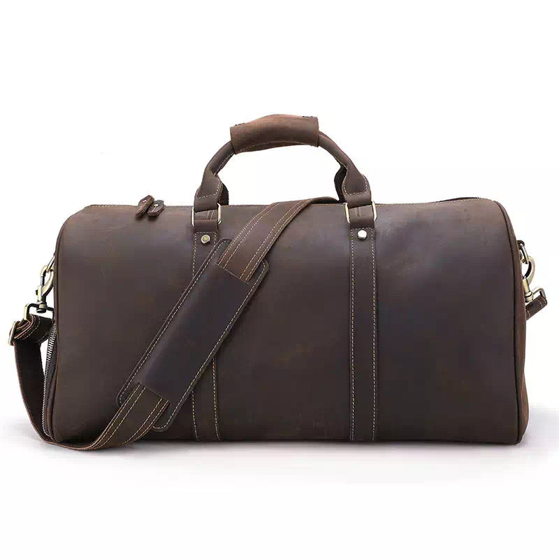 Mens leather duffle bag with shoe compartment sales