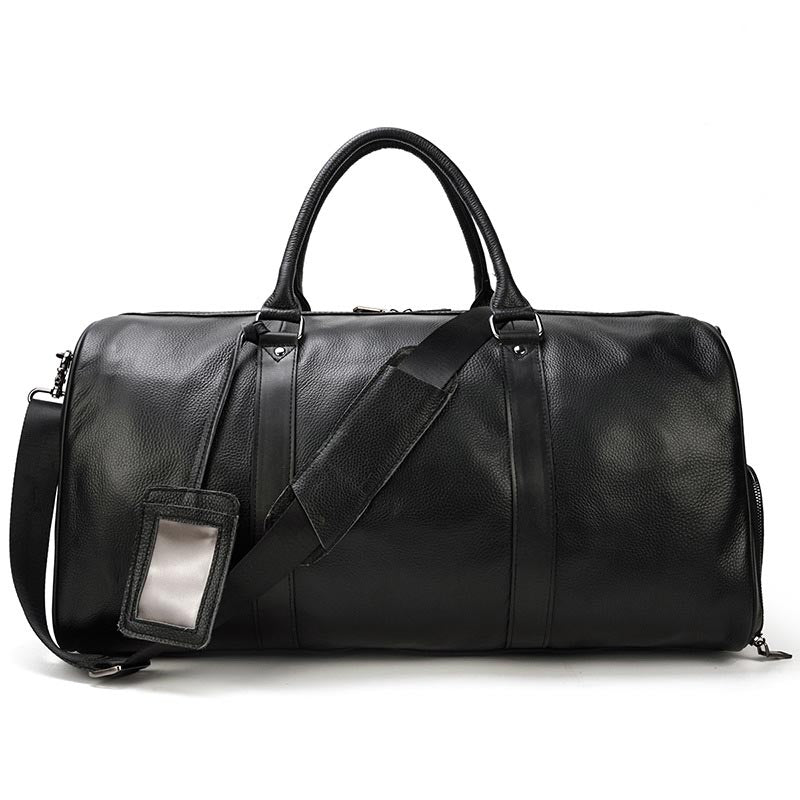 Men's Leather Duffle Bag Weekender Travel Bag, Coffee