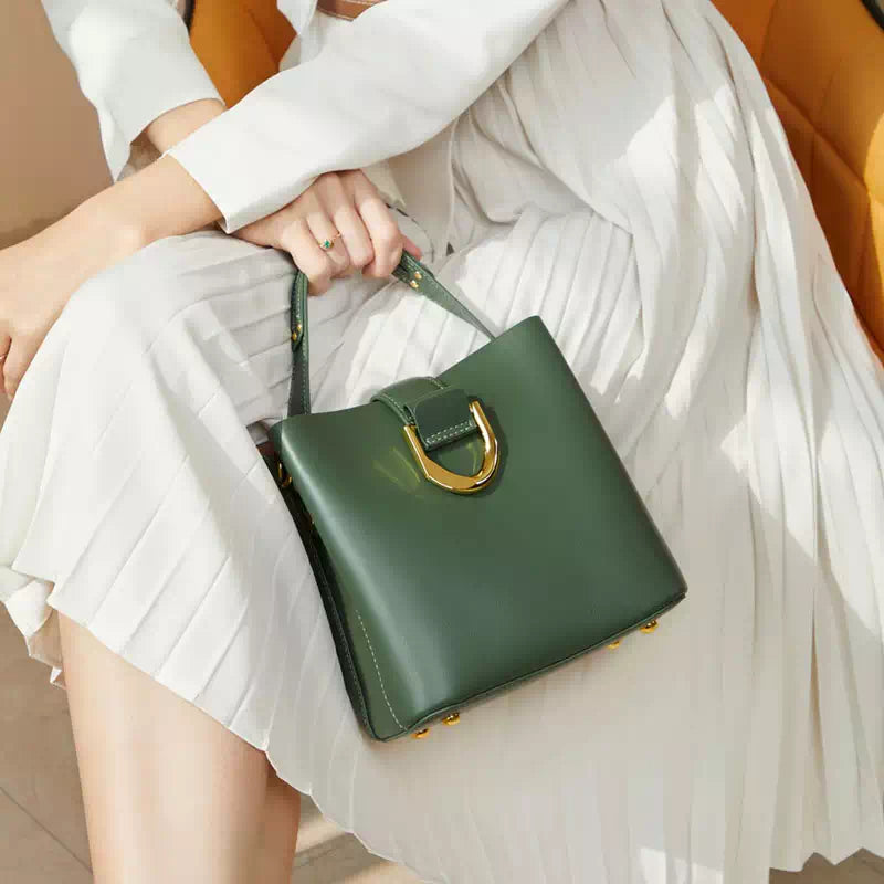Leather Crossbody Mini Bucket Bag