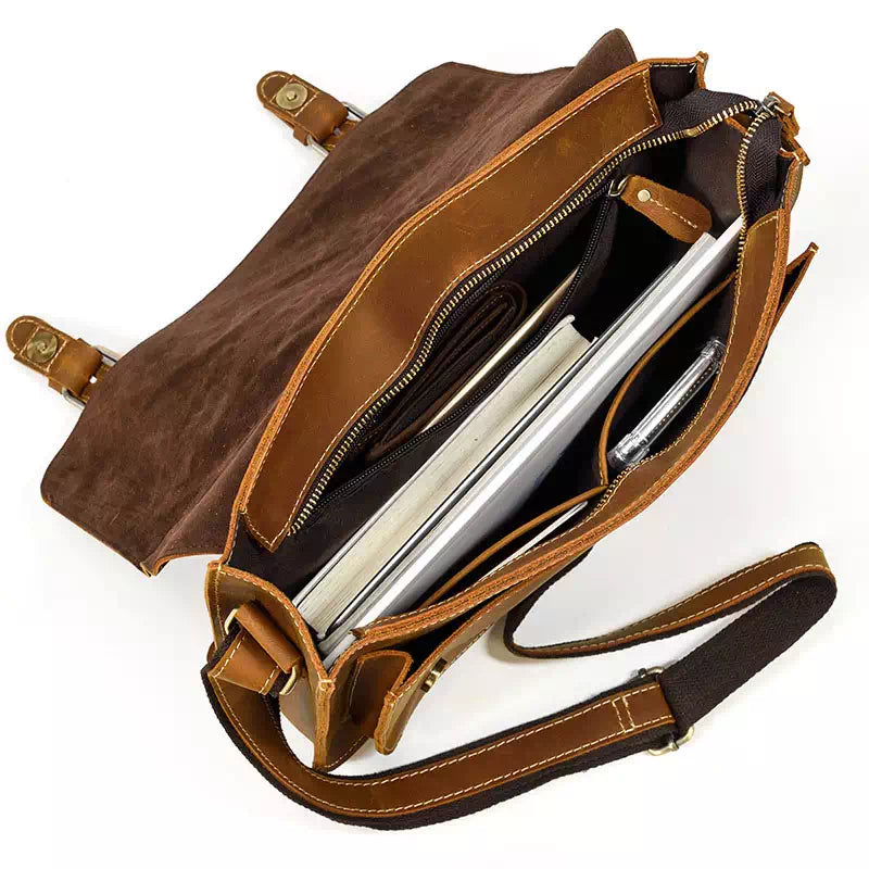 Men's Crazy Horse Leather Messenger Bag