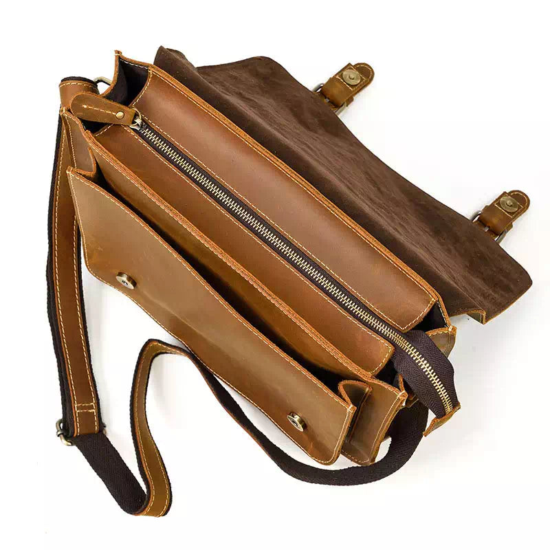 Men's Crazy Horse Leather Messenger Bag