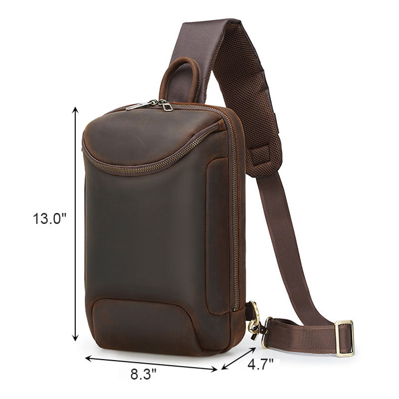 Men's Crazy Horse Leather Sling Bag