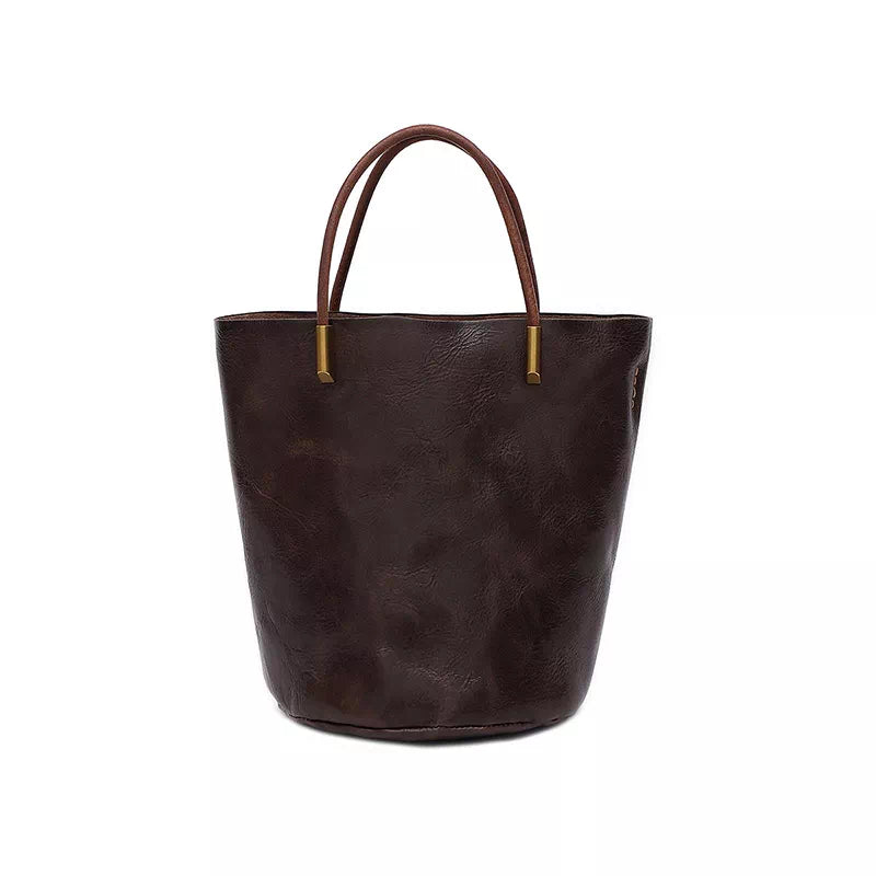 Vegetable Tanned Leather Mini Crossbody Tote Bag