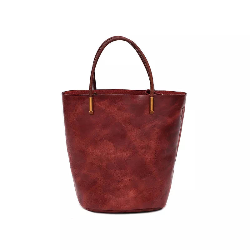 Vegetable Tanned Leather Mini Crossbody Tote Bag