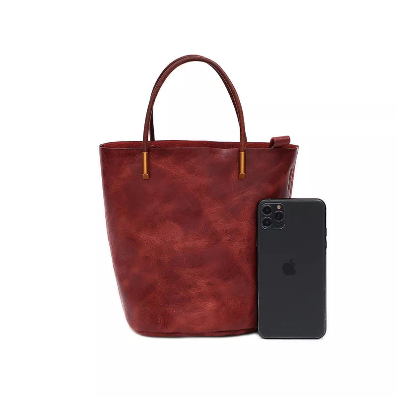 Vegetable Tanned Leather Mini Crossbody Tote Bag